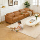 Ainehome Light Brown Leather 5-Seater Modular Power Reclining Sectional Sofa Set with Smart Storage & USB