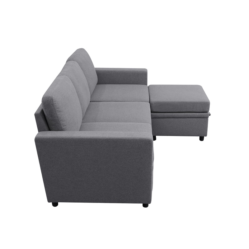 Ainehome Dark Grey Fabric Extendable Sofa Bed 6-Piece Sectional with Storage