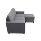 Ainehome Dark Grey Fabric Extendable Sofa Bed 6-Piece Sectional with Storage