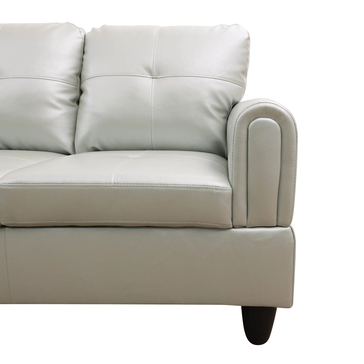 Ainehome 97" Wide Silver Green Faux Leather L-Shaped Living Room Sectional Sofa Set