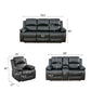 Ainehome Cinema 3-Piece Black Faux Leather Manual Reclining Sofa Set
