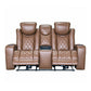 Dorian - Reclining Leather Loveseat With Power Headrest, Footrest And Cooler - Brown