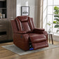 Burgundy Leather 3-Piece Power Reclining Sofa Set with Diamond Stitching & Smart Features