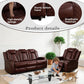Ainehome Burgundy Leather 3-Piece Power Reclining Sofa Set with Diamond Stitching & Smart Features