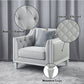 Katia - Chair With Pillow - Light Gray Linen & Weathered White