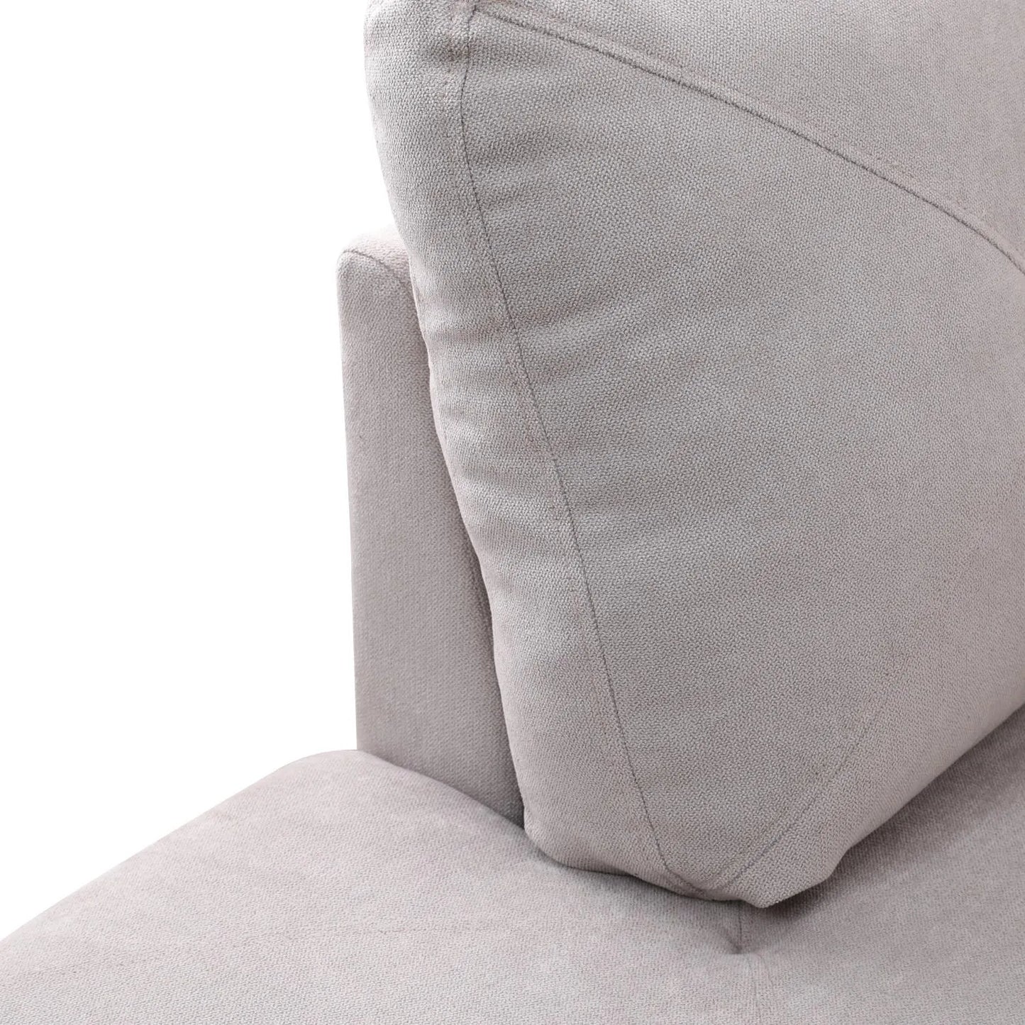 97" Wide Grey White Flannelette L-Shaped Living Room Sofa Set — image 5