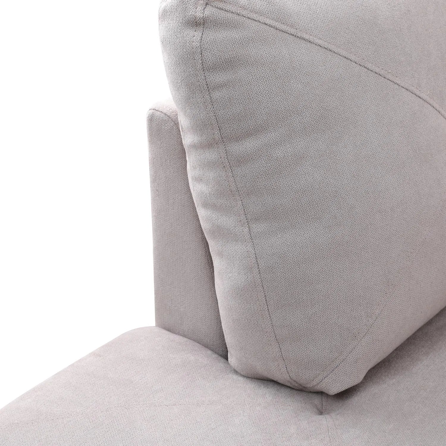 97" Wide Grey White Flannelette L-Shaped Living Room Sofa Set — image 5