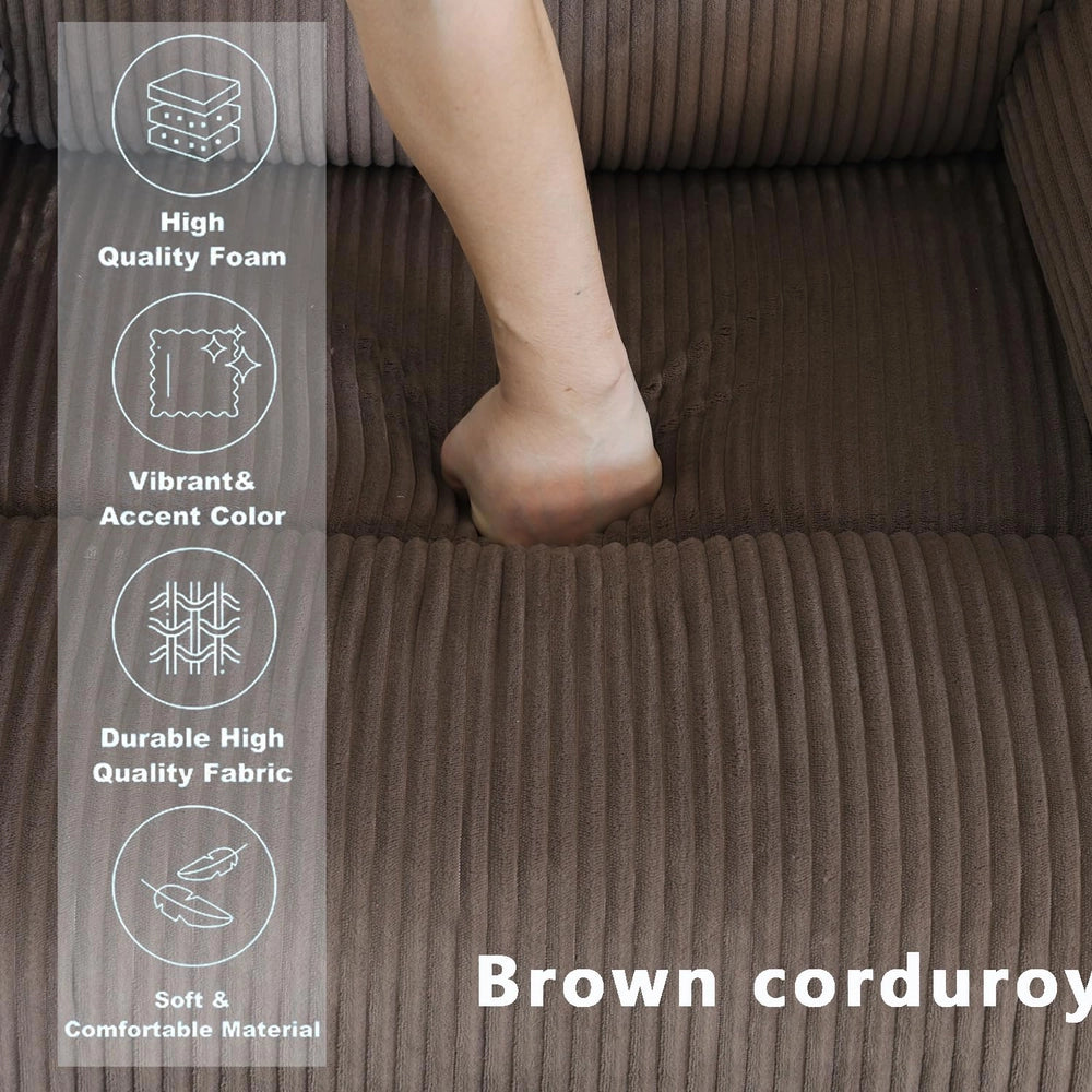 Brown Corduroy Power Reclining Sofa Set with LED Lights, USB Charging & Storage Console - 3 Piece Living Room Set