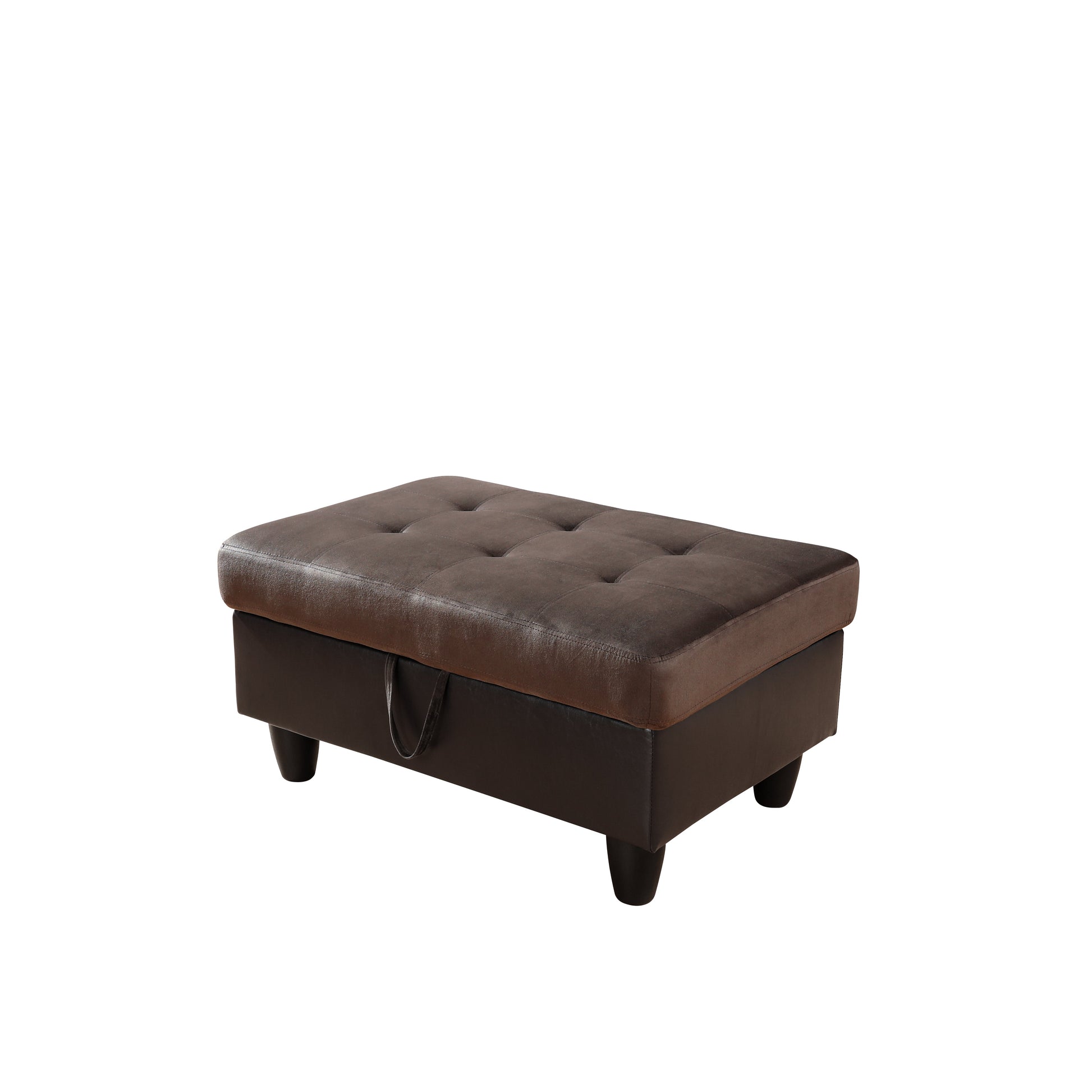 Ainehome Dark Brown Flannel & PVC Modular Storage Ottoman