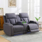 Blue Gray Sanded Leather 5-Seater Power Reclining Sofa Set with Smart Features