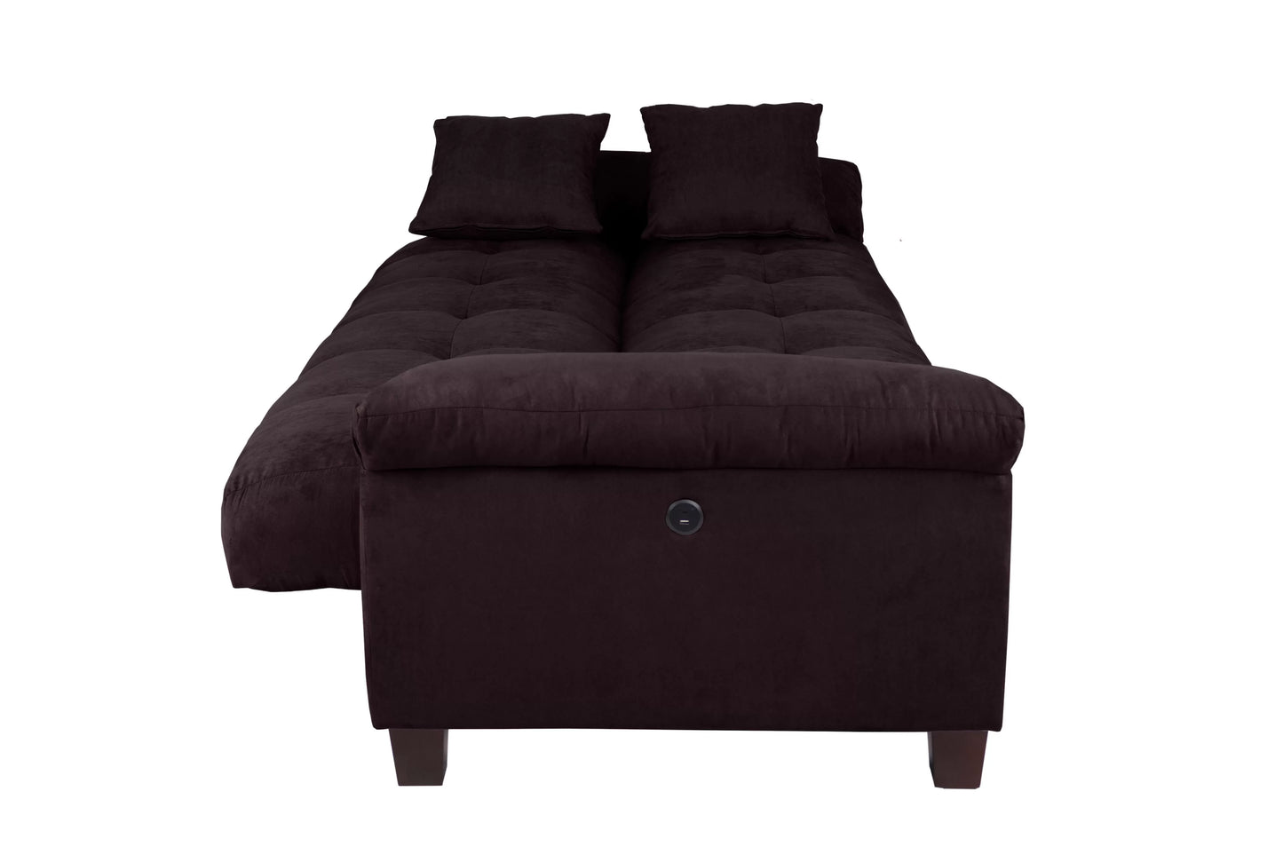 Ebony Adjustable Sofa with Hidden Storage and USB Ports