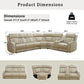 Ainehome Beige Leather Power Reclining Sectional Sofa with Reading Lamp