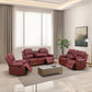 Cinema 3-Piece Red Faux Leather Manual Reclining Sofa Set