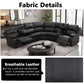 Ainehome Grandview 5-Seat Reclining Sectional Sofa in Black Faux Leather
