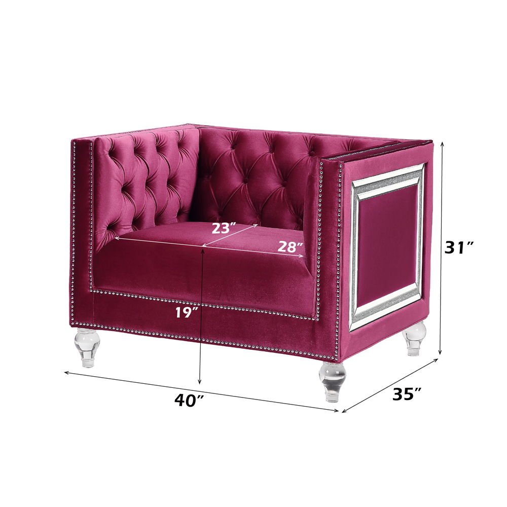 Heibero - Chair (Same Lv01402) - Burgundy Velvet