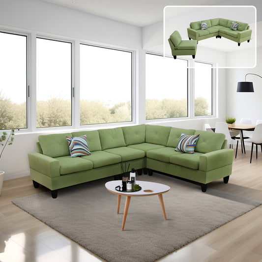 Ainehome Apple Green Flannel 4-Piece Modular Sofa Set