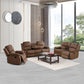 Ainehome Cinema 3-Piece Plush Brown Microfiber Reclining Sofa Set