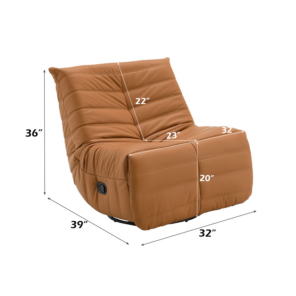 Talmon - Recliner With Swivel - Orange Synthetic Leather