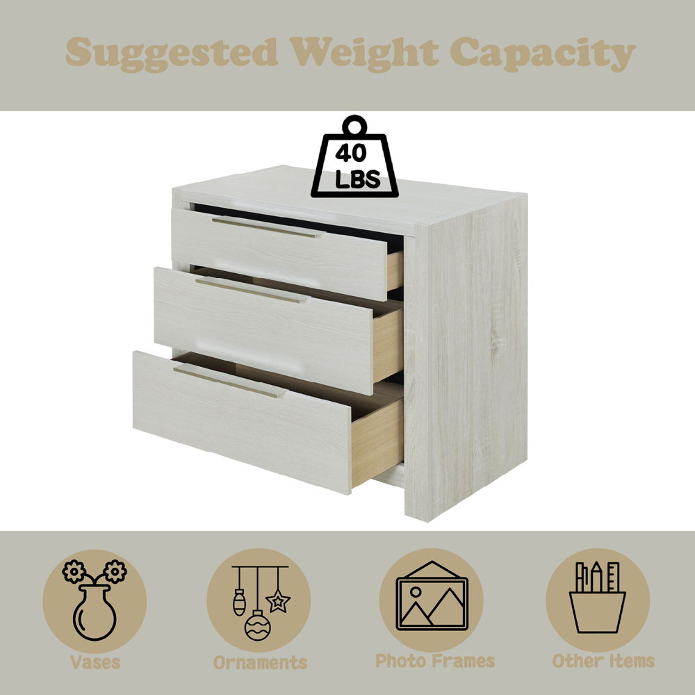 Jehoram - 3 Drawer Nightstand For Bedroom