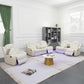 White Leather 3-Piece Power Reclining Sofa Set with Diamond Stitching & Smart Features — Sofa Set