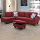 97" Wide Flannel L-Shaped Living Room Sectional Sofa Set
