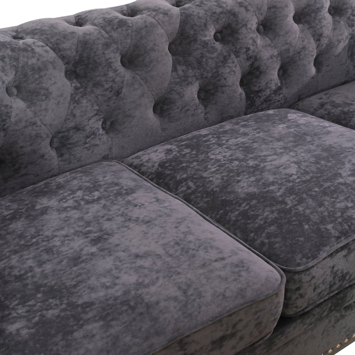 Ainehome Dark Gray Flannelette 2-Piece Sofa Set with Handcrafted Design