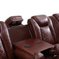 Ainehome Red 3-Piece Intelligent Power Reclining Leather Sectional Sofa Set with Smart Features