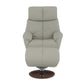 Kandoro - Motion Accent Chair With Swivel & Ottoman - Gray Leather & Brown Base