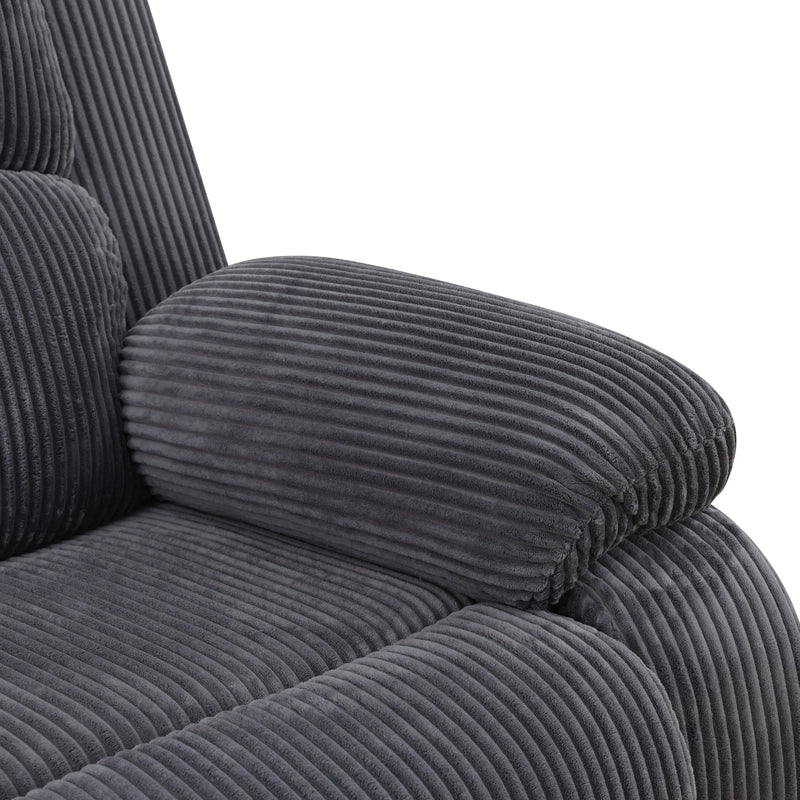 Ainehome Grandview 5-Seat Reclining Sectional Sofa in Dark Grey Corduroy