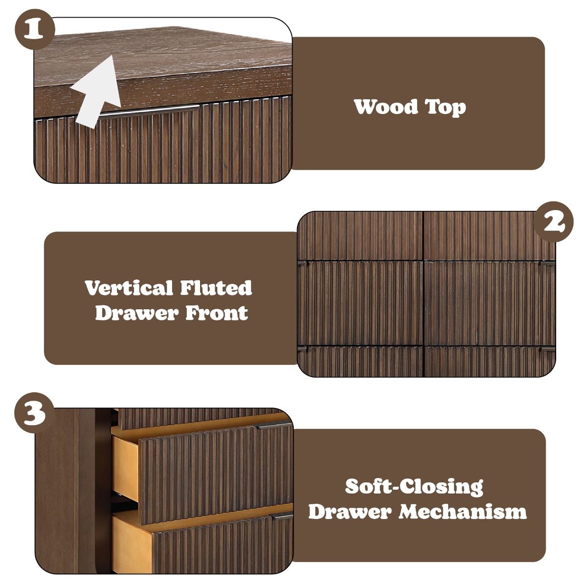 Leanna - Dresser With Wood Top - Brown Oak