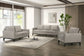 Aaron - Leather Ottoman - Mist Gray