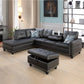 97.5" Wide Black Synthetic Leather L-Shaped Living Room Sectional Sofa Set