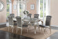 Silver Round Dining Group with Tufted Chairs
