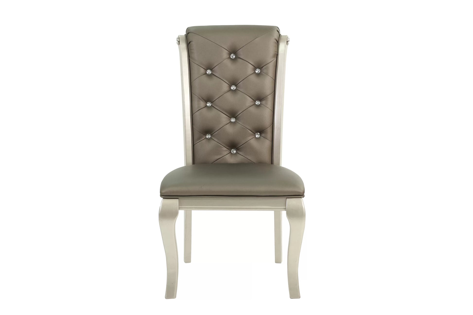 Silver Round Dining Group with Tufted Chairs