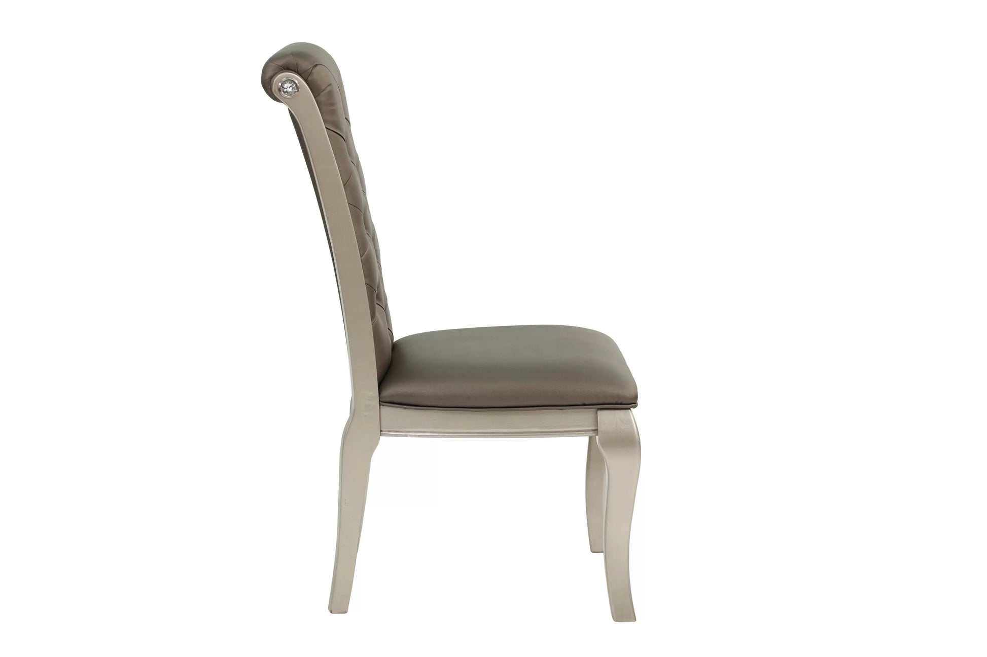 Silver Round Dining Group with Tufted Chairs