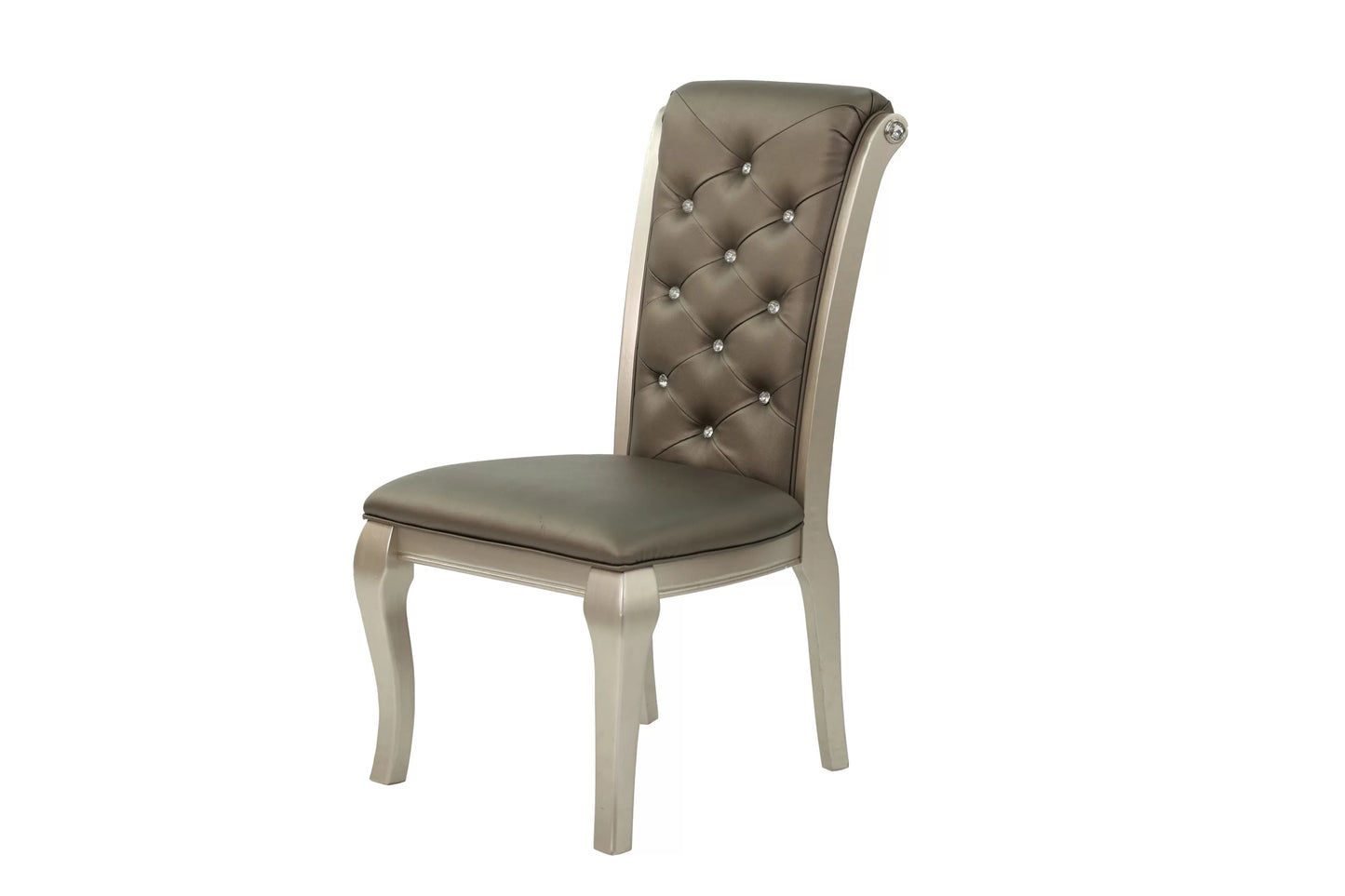 Silver Round Dining Group with Tufted Chairs