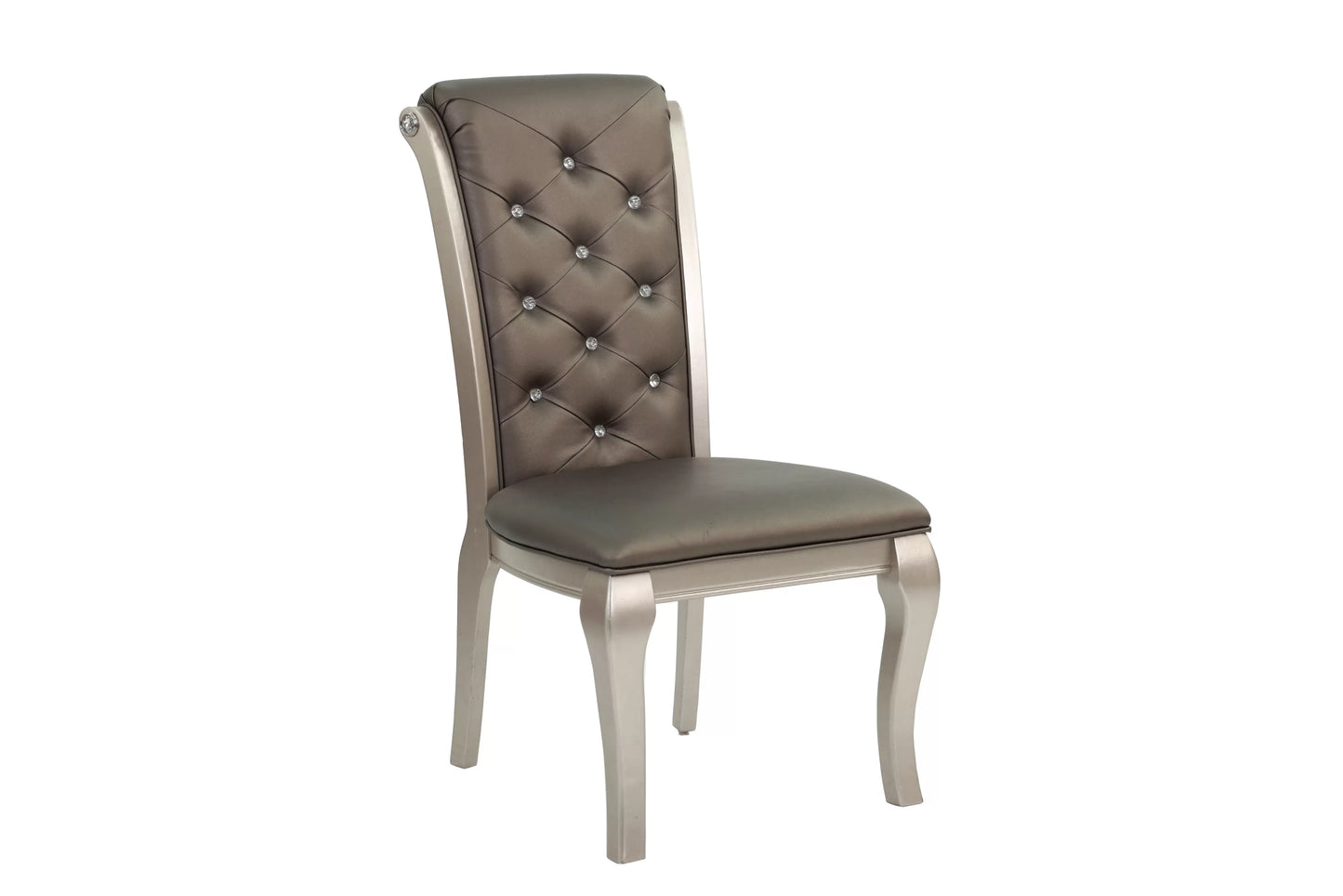 Silver Round Dining Group with Tufted Chairs
