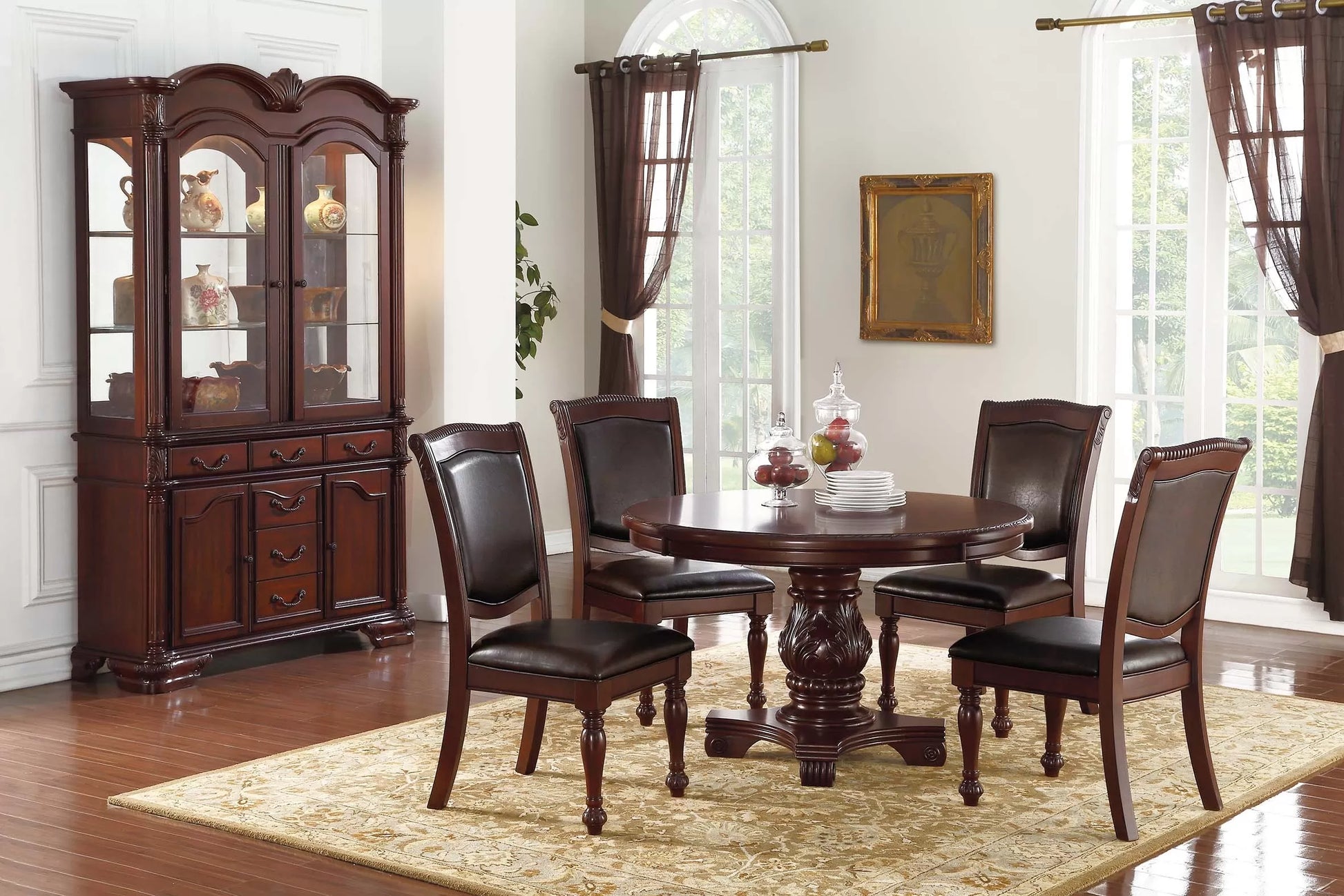 Traditional Extension Dining Group with Side and Armchairs