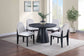 Black Round Dining Group with Bouclé Chairs