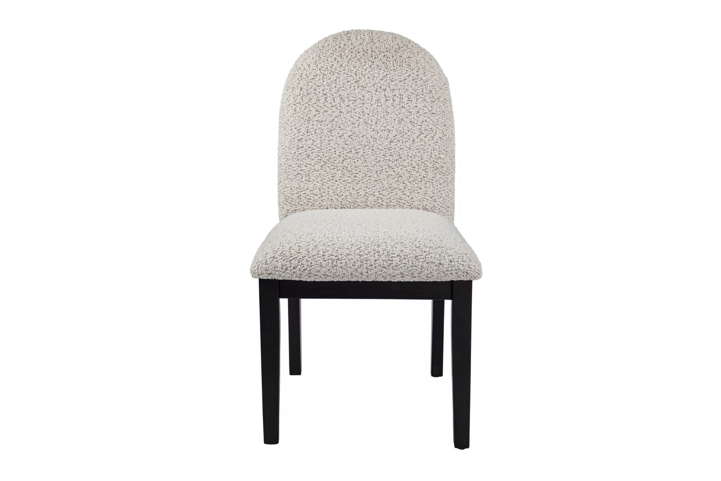 Black Round Dining Group with Bouclé Chairs