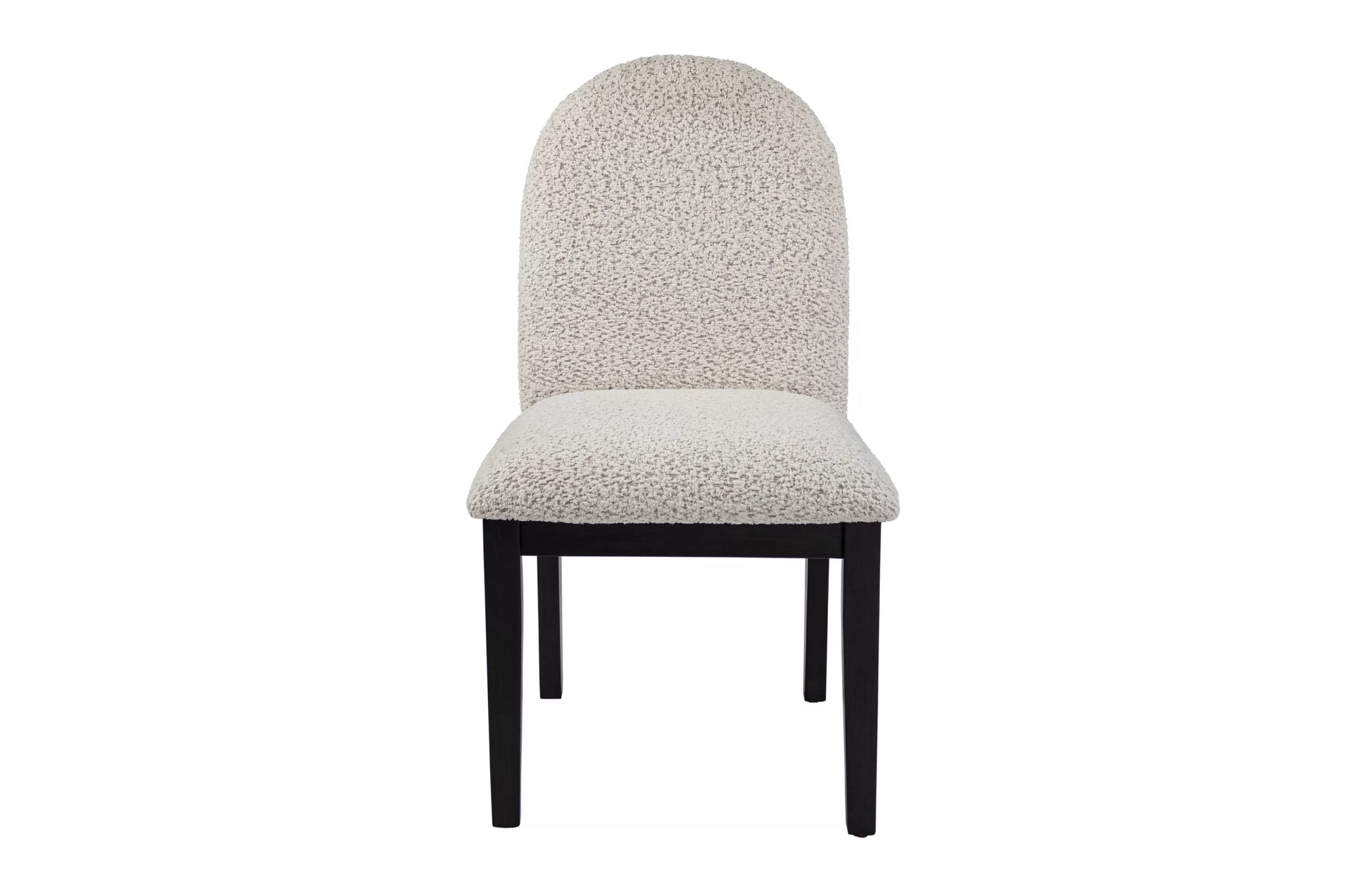 Black Round Dining Group with Bouclé Chairs