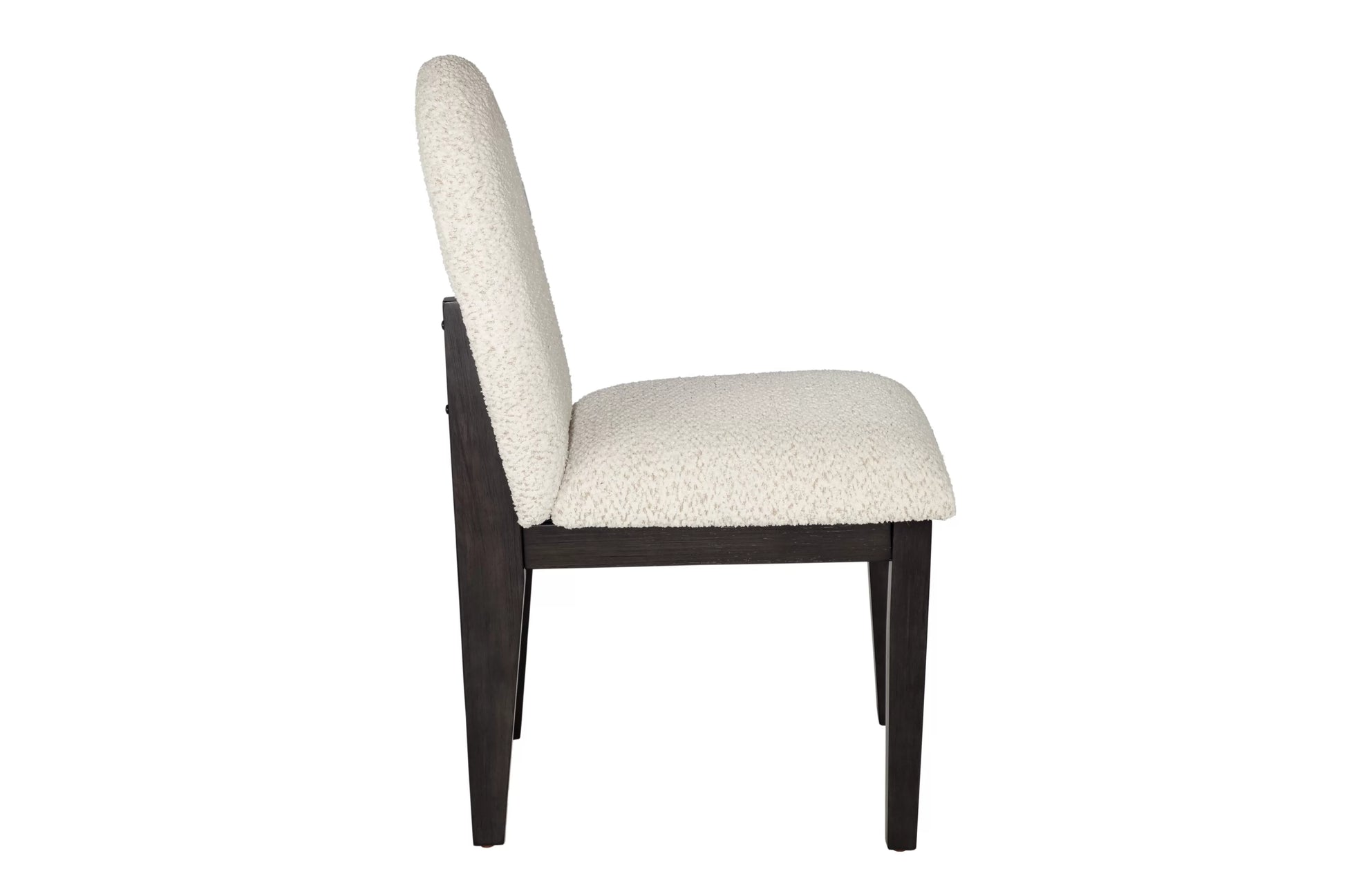 Black Round Dining Group with Bouclé Chairs