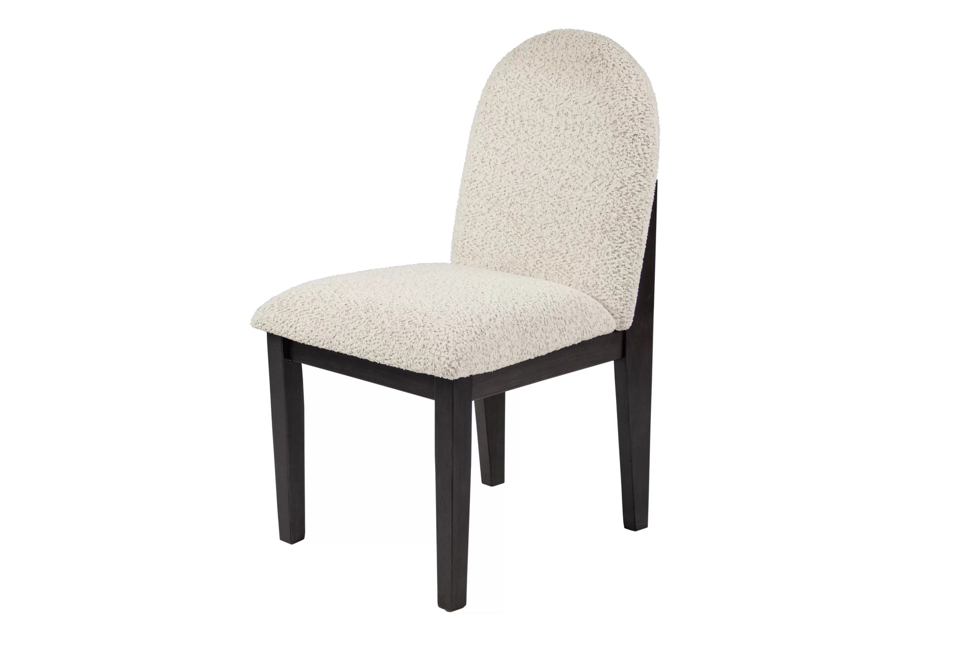 Black Round Dining Group with Bouclé Chairs