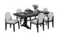 Black Round Dining Group with Bouclé Chairs