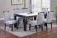 Charcoal Faux-Marble Dining Group with Upholstered Chairs and Bench
