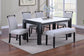 Charcoal Faux-Marble Dining Group with Upholstered Chairs and Bench