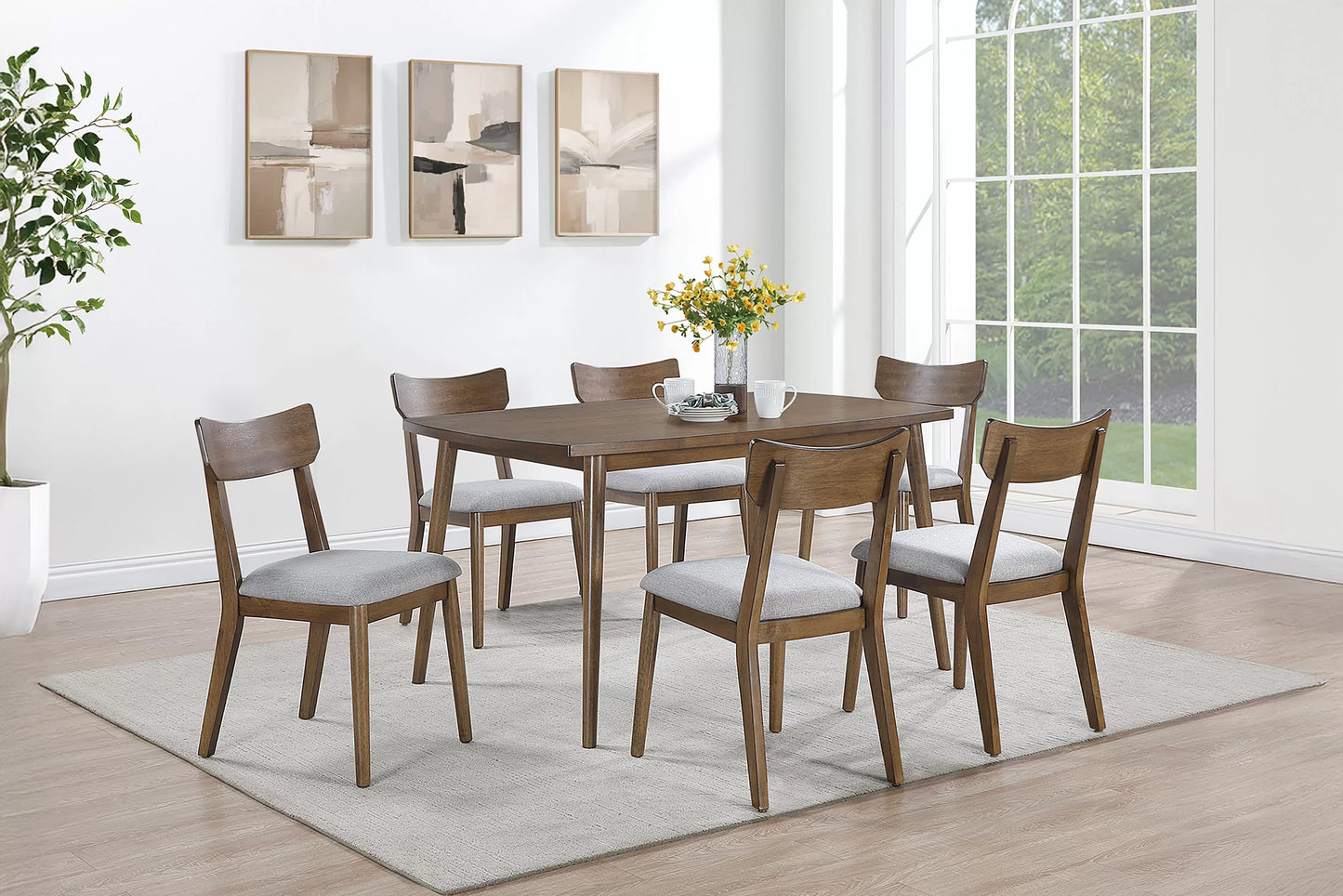 Walnut Dining Group with Curved-Back Chairs