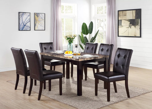 Faux Marble Dining Group with Tufted Chairs
