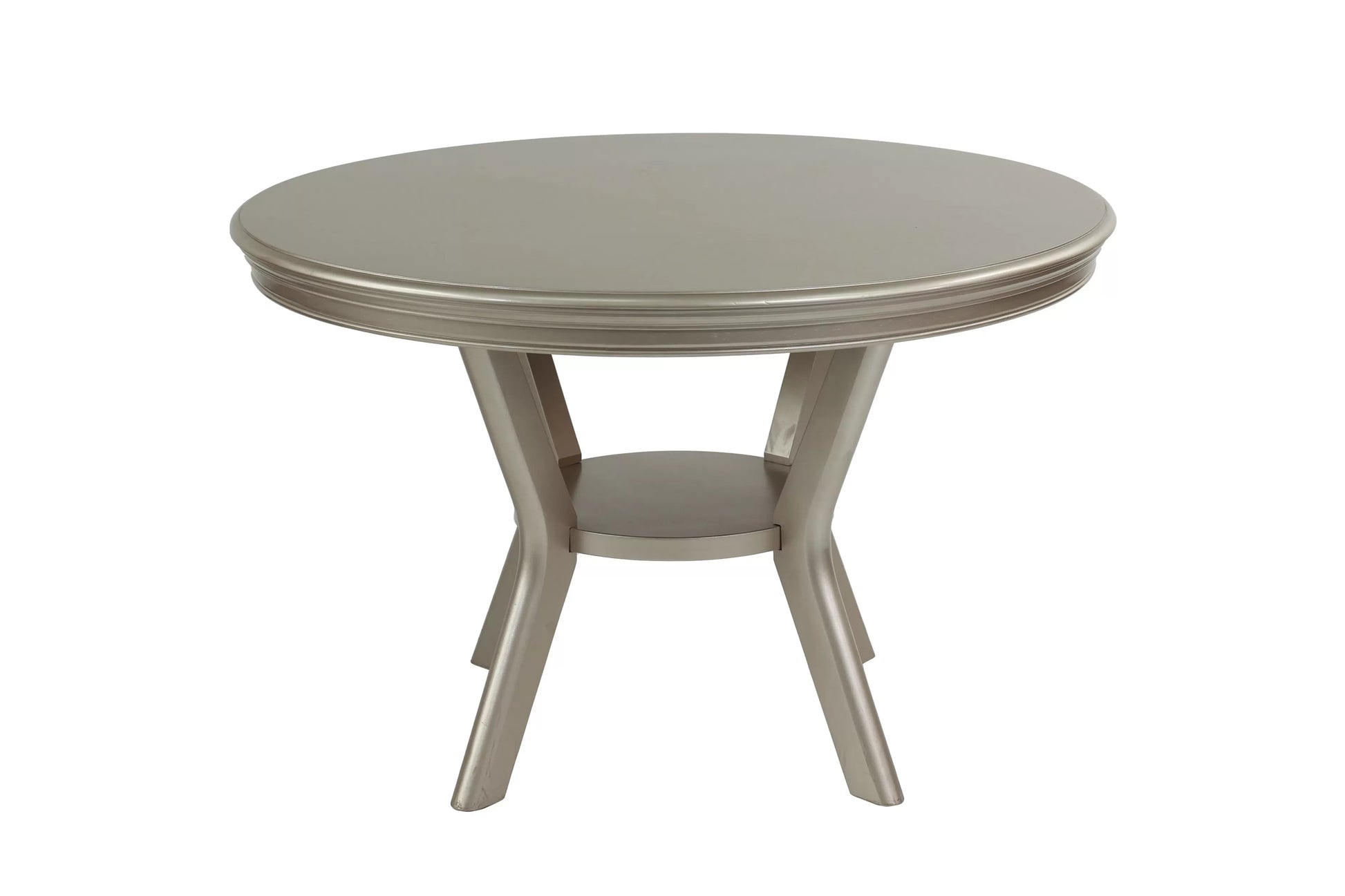 Silver Round Dining Group with Tufted Chairs