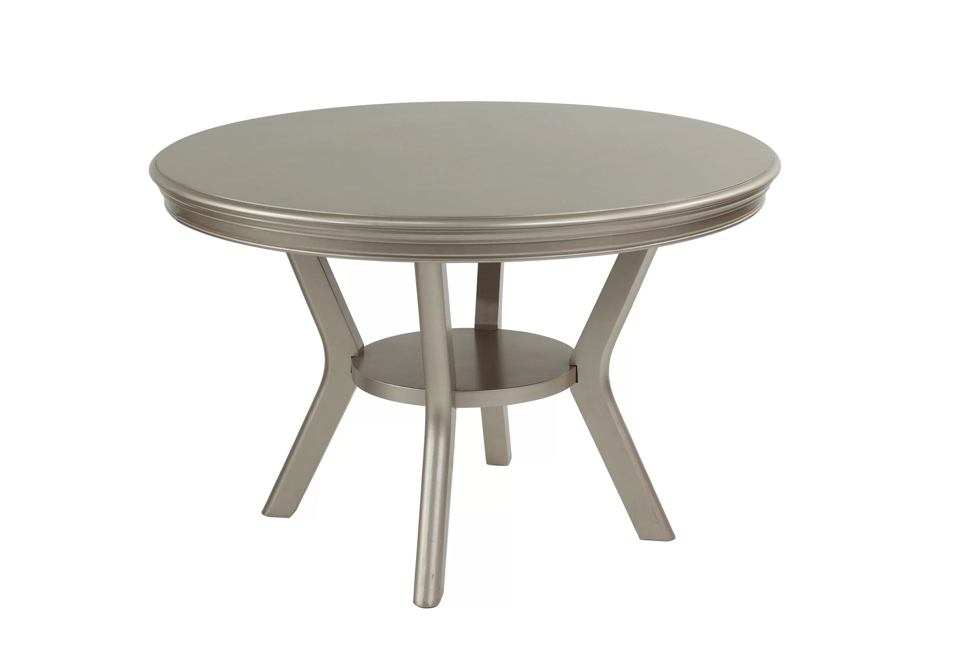 Silver Round Dining Group with Tufted Chairs
